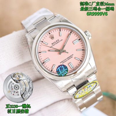 Clean Factory Rolex Oyster Perpetual 3230 Pink Face Watch 36mm 